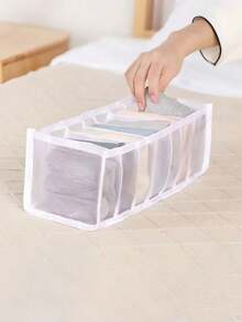 White Mesh Underwear Organizer Drawer Divider Multifunctional Closet Storage Box See Through Design Foldable Space Saving Solution - White - View 17