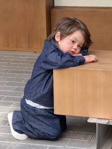 DAZY Toddler Boys' Retro Casual Washed Denim Shirt Collar - Dark Wash - View 4