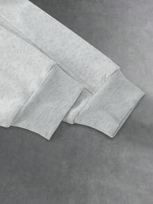 PAVTROS Áo hoodie nam dáng rộng, in chữ 3D, có túi, thích hợp mặc hàng ngày vào mùa thu/đông. - Xám - Xem 5