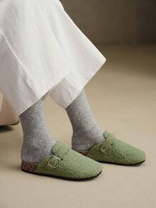 Solecia Women's Round Toe Fluffy Slippers School Supplies Back To School Spring Shoes Spring Break Easter For Christmas - Dark Green - View 4