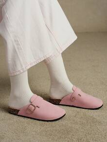 Solecia 女士时尚厚底拖鞋，方形扣设计，与女鞋完美搭配 - 粉色 - 查看 2
