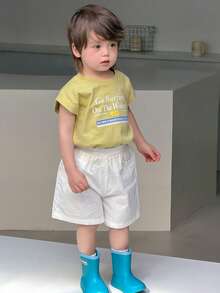 DAZY Toddler Boys' Round Neck English Letter Print Short Sleeve Top, Spring/Summer - Yellow - View 5