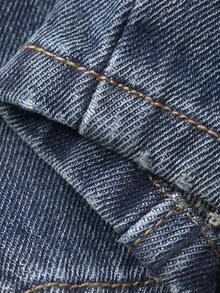 DAZY Pantalones vaqueros casuales de pierna ancha y suelta estilo coreano para niños pequeños - Azul - Ver 3