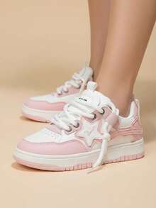 Tenis Casual para Mujer con Plataforma y Diseño Urbano en Colores Combinados - ROSA - Ver 2