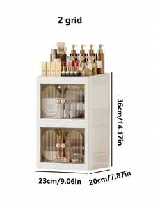 Foldable Makeup Organizer With Doors - Portable Desktop Storage Box For Cosmetics, Skincare, Multi-Layer & Collapsible - Multicolor - View 26