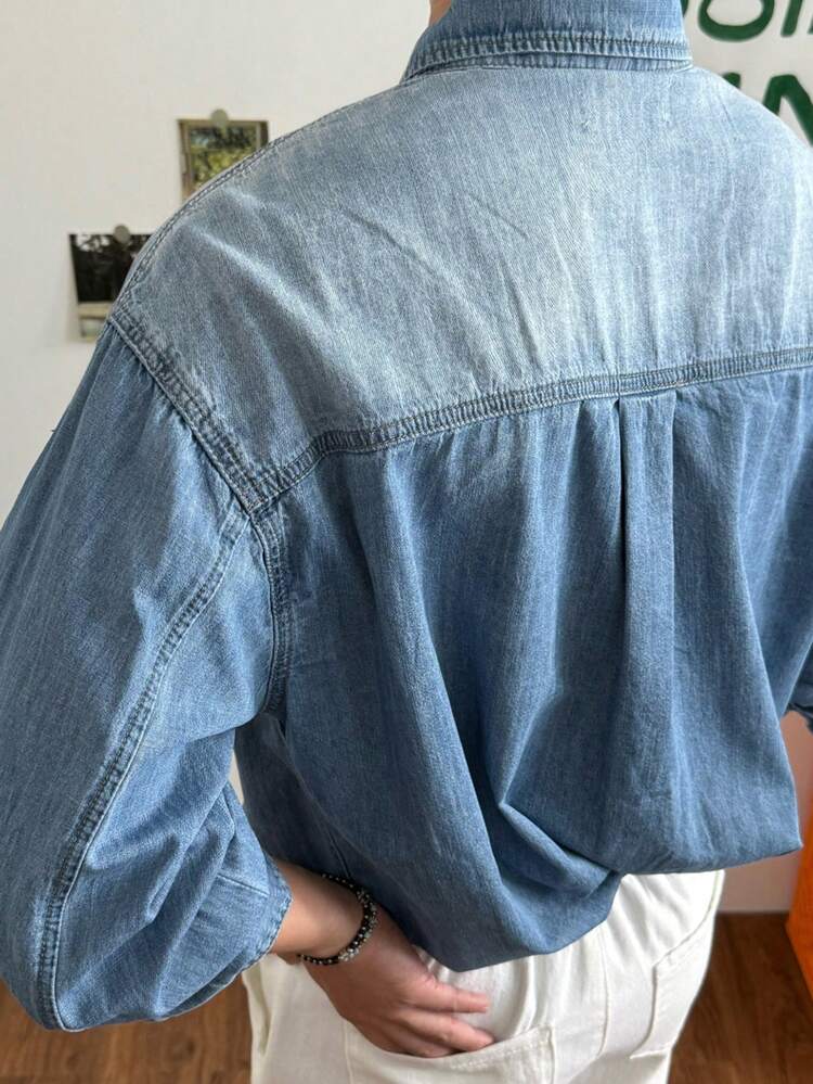 Men's Vintage Washed Blue Denim Jacket, Spring