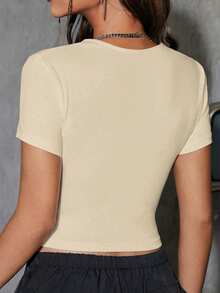 SHEIN 大码女式休闲猫咪印花圆领短袖T恤，慵懒日常穿着 - 彩色 - 查看 3