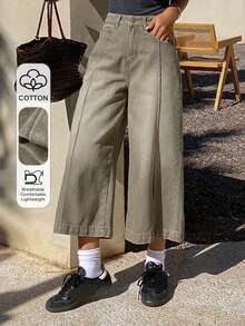 DAZY Women's Regular Mid-Rise Casual Cropped Jeans Y2k Jorts - Khaki - View 1