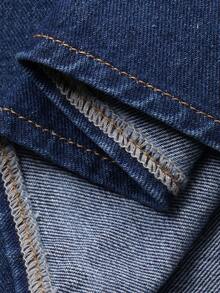 DAZY Blusa vaquera casual de mujer con cuello, cintura ceñida y mangas largas