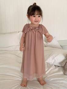DAZY 婴幼儿女童休闲蝴蝶结舒适家居服 - 淺粉色 - 查看 5