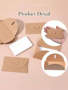 1/10/20/40/50PCS Mini Envelope & Blank Note Card Set - Kraft Paper Invitation Envelopes For Gift Cards, Wedding, Thank You Notes & Mailing - Multicolor - View 6