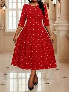 SHEIN Lady Đầm chấm bi dự tiệc thanh lịch cỡ lớn, Đầm chấm bi đỏ, Đầm chấm bi đỏ, Đầm đi nhà thờ cho nữ, Đầm chấm bi, Đầm midi thanh lịch, Đầm chấm bi đỏ, Đầm midi chấm bi cỡ lớn, Đầm midi cổ tròn viền tương phản xẻ tà in chấm bi đỏ trắng, Đầm tay lửng ba phần tư màu đỏ thanh lịch, Đầm mùa hè, Trang phục mùa xuân, Đầm thường ngày cho nữ, Đầm chấm bi ngày Valentine, Đầm chấm bi nữ, Đầm midi nữ, Đầm midi có tay áo, Đầm chấm bi - Đỏ - Xem 6