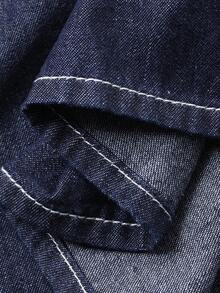 DAZY Spring Women's Elegant Washed Pocket Belt A-Line Denim Dress - Blue - View 8