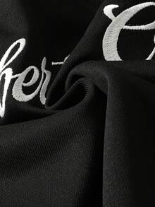 ROMWE MEN 男士刺绣十字宽松短裤 - 黑色 - 查看 4