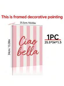 SHEIN 1pc Ciao Bella Poster Decoration, Wall Art, Girly Room Decor, Cute Wall Art, Pink Retro Poster, Wall Decoration Poster, Wall Canvas Decoration, Ideal Gift For Bedroom Living Room - Multicolor - View 5