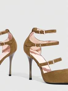 CUCCOO SZL Women's Pointed Toe Buckle Design Fashionable High Heels, Versatile For Daily Wear Valentine's Day - Green - View 9