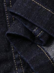 Dazy-Less 女士秋冬圆领单排扣多口袋休闲无袖牛仔外套 - 藍色 - 查看 3