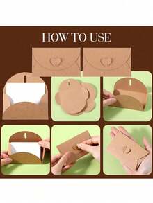 1/10/20/40/50PCS Mini Envelope & Blank Note Card Set - Kraft Paper Invitation Envelopes For Gift Cards, Wedding, Thank You Notes & Mailing - Multicolor - View 4