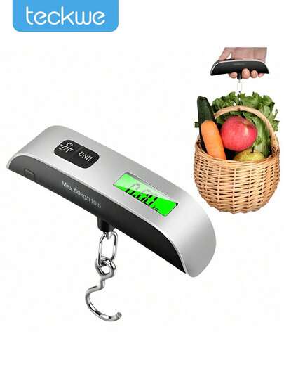 Teckwe 1pc Mini Hanging Hook Scale, Lugggage Weight Scale For Travel, Digital Weighing Scale, Multi-Function For Home