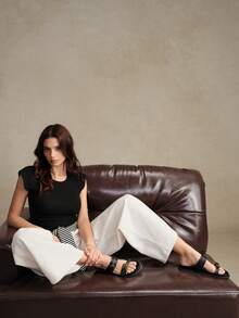 Solecia 女士时尚黑色舒适平底沙滩凉鞋 - 黑色 - 查看 9