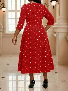 SHEIN Lady Đầm chấm bi dự tiệc thanh lịch cỡ lớn, Đầm chấm bi đỏ, Đầm chấm bi đỏ, Đầm đi nhà thờ cho nữ, Đầm chấm bi, Đầm midi thanh lịch, Đầm chấm bi đỏ, Đầm midi chấm bi cỡ lớn, Đầm midi cổ tròn viền tương phản xẻ tà in chấm bi đỏ trắng, Đầm tay lửng ba phần tư màu đỏ thanh lịch, Đầm mùa hè, Trang phục mùa xuân, Đầm thường ngày cho nữ, Đầm chấm bi ngày Valentine, Đầm chấm bi nữ, Đầm midi nữ, Đầm midi có tay áo, Đầm chấm bi - Đỏ - Xem 2