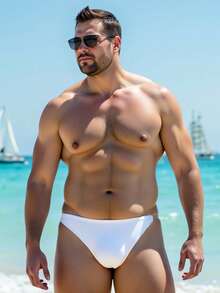 CoralVoy Quần bơi tam giác đơn giản dành cho nam cỡ lớn, thích hợp cho kỳ nghỉ hè ở bãi biển. - trắng - Xem 4