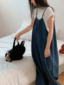 Dazy Kids Tween Girl Striped Print Casual Jumpsuit - Blue - View 3