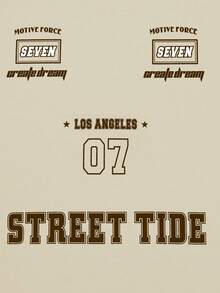 Claim Dot 男士街头时尚印花圆领短袖T恤 - 卡其色 - 查看 5