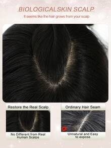 ZERO-NET 115克 16英寸 女士真人发片 8x8英寸大底座 适合头发稀疏的女性 - Natural Black - 查看 8