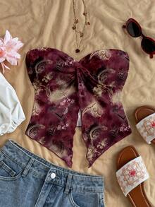 Soleia Áo quây nữ kiểu dáng thường ngày, áo kiểu đi nghỉ mát, áo mùa hè, màu đỏ Angola, họa tiết Paisley. - Nhiều màu - Xem 5