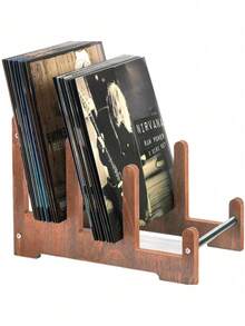 1 Piece Of Solid Wood Record Stand, Vinyl Record Storage, Can Hold 60 Vinyl Records Display Rack, Wooden Album Storage For Vinyl Record Albums, Magazines And Documents - Multicolor - View 5