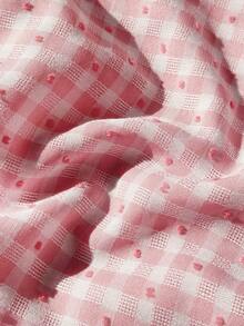 Sweetra Nuevo top sin mangas de verano con diseño de volantes asimétricos y estampado de cuadros rosas a la moda - Rosa - Ver 7