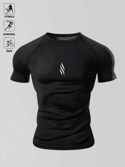 Manfinity Sport Polished Men's Elastic Shirt, Running Or Hiking T-Shirt, Sports T-Shirt, Casual Style