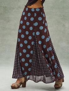 Bohemela Casual Woven Polka Dot Pattern Women Skirt