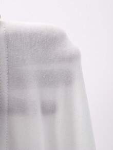 DAZY 女士夏季圆领字母印花半拉链休闲短袖T恤 - 白色 - 查看 8