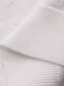 DAZY 女童翻领纹理蝴蝶结短袖优雅T恤 - 白色 - 查看 8