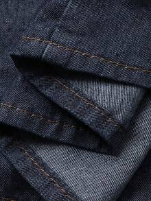 DAZY Blusa de mezclilla casual y elegante con cuello en V, volantes y mangas largas sueltas - Azul lavado medio - Ver 8