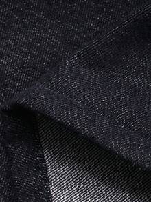 DAZY 女士宽松牛仔外套，立领设计，搭配阔腿裤，休闲优雅牛仔套装 - 深色水洗藍 - 查看 7