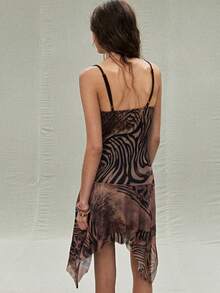 SoleilVie Women's Leopard Print Patchwork Asymmetrical Hem Dress - Multicolor - View 2