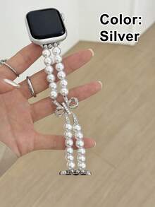 Teckwe 1. An Elegant Pearl Bow-Style Women's Wristband Suitable For Smartwatches 38/40/41/(S10-11)42mm. Fashionable Premium Women's Smart Wristband. - Multicolor - View 3