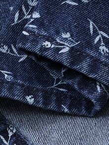 DAZY 女童无袖水洗牛仔背心，印花图案，适合春夏穿着 - 藍色 - 查看 3