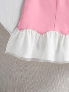 Souflis Souflis 1pc Girls Bowknot Patchwork Dress, Summer - Pink - View 6