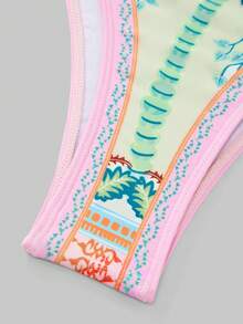 Swim Oasis 26SS 春夏度假沙滩棕榈树花卉图案印花连体泳衣配同款半身裙 - 彩色 - 查看 4