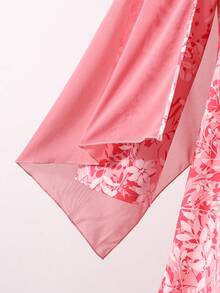 1pc Arabic Traditional Outfit, Elegant Full Print Long Sleeve Dress With Headscarf For Teen Girls - Multicolor - View 9