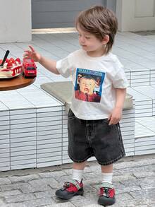 DAZY Toddler Boys' Cartoon Print Casual Round Neck Short Sleeve Top - White - View 7