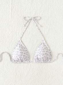 Swim Vcay 2025年女士夏季度假沙滩豹纹吊带比基尼上衣 - 白色 - 查看 4