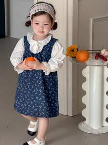 DAZY 女童无袖水洗牛仔背心，印花图案，适合春夏穿着 - 藍色 - 查看 10