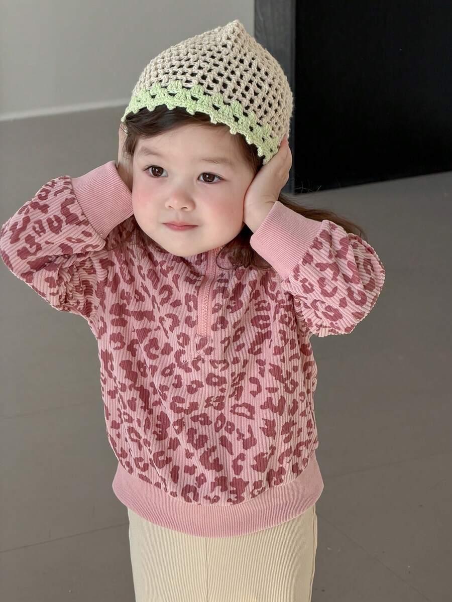 DAZY Toddler Girls' Leopard Print Long Sleeve Casual Sweatshirt - Pink - View 1