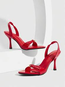 CUCCOO SZL Women's Pointed Toe Fashionable Elegant Versatile High Heel Sandals - Red - View 8