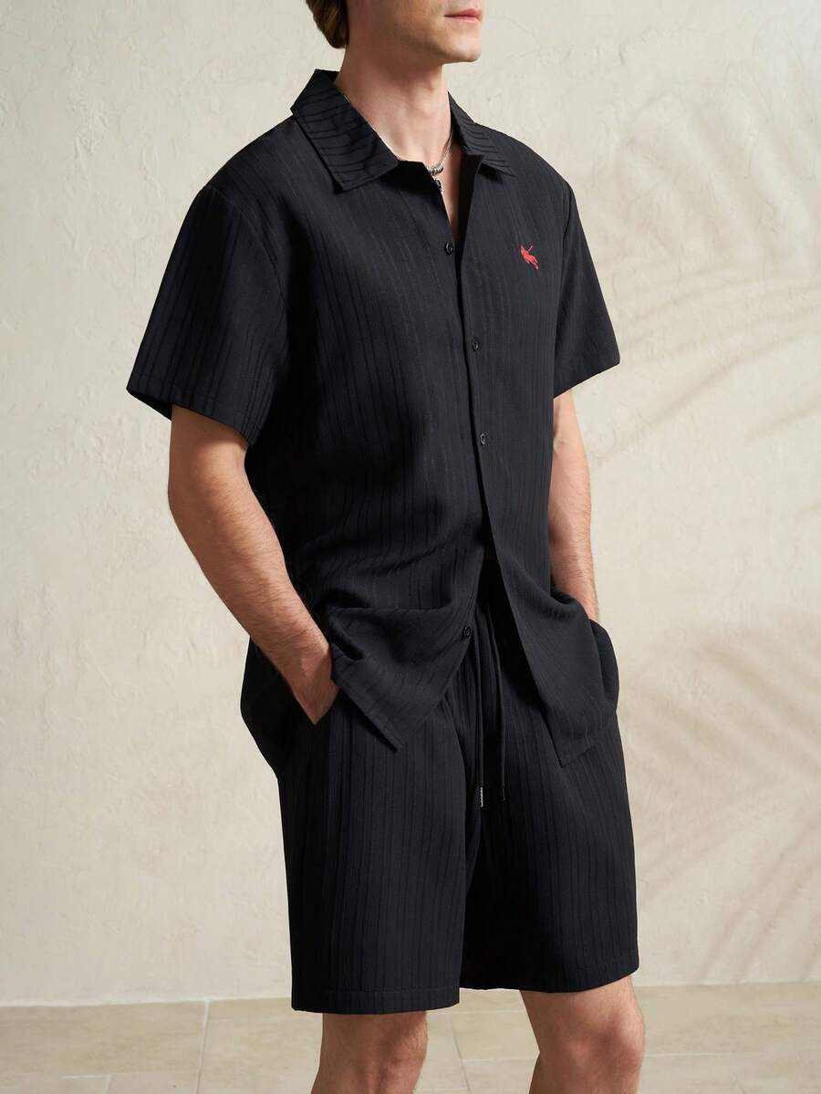 Airaco Men Shirt Co-Ords - Black - View 1